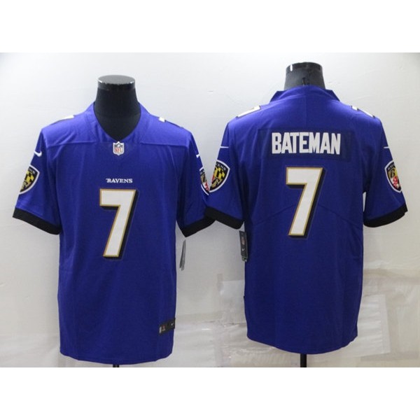 Baltimore Ravens #7 Rashod Bateman Purple Vapor Untouchable Limited Stitched Jersey
