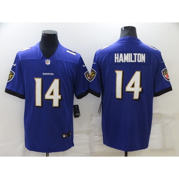 Baltimore Ravens #14 Kyle Hamilton Purple Vapor Untouchable Limited Stitched Jersey