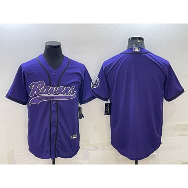 Baltimore Ravens Blank Purple With Patch Cool Base Stitched Baseball Jersey