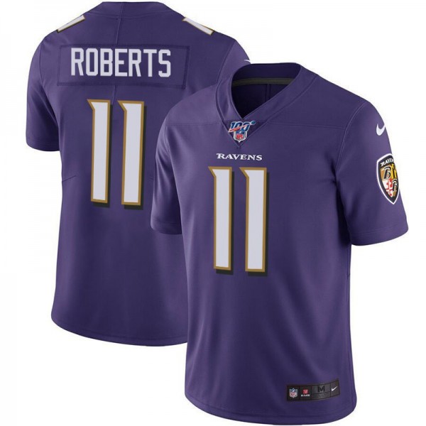 Baltimore Ravens #11 Seth Roberts Purple 100th Season Limited Stitched Jersey