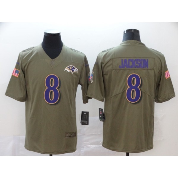 Baltimore Ravens #8 Lamar Jackson Camo Salute To Service Stitched Jersey