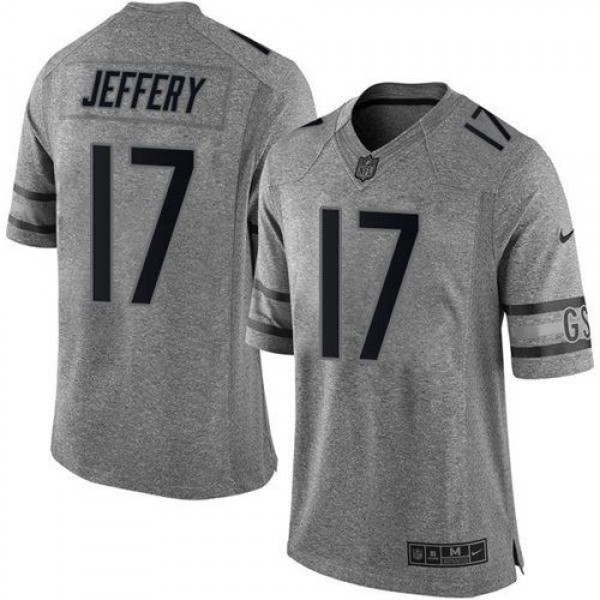 Bears #17 Alshon Jeffery Gray Stitched Limited Gridiron Gray Nike Jersey