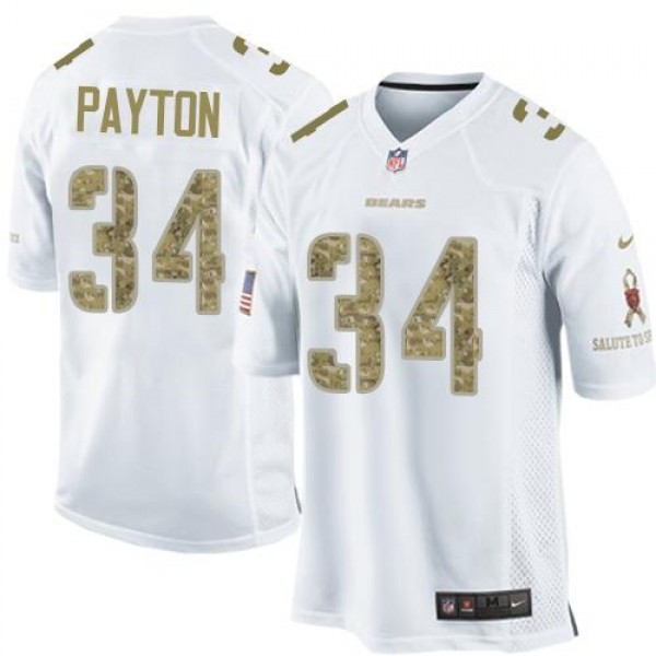 Bears #34 Walter Payton White Stitched Limited Salute To Service Nike Jersey