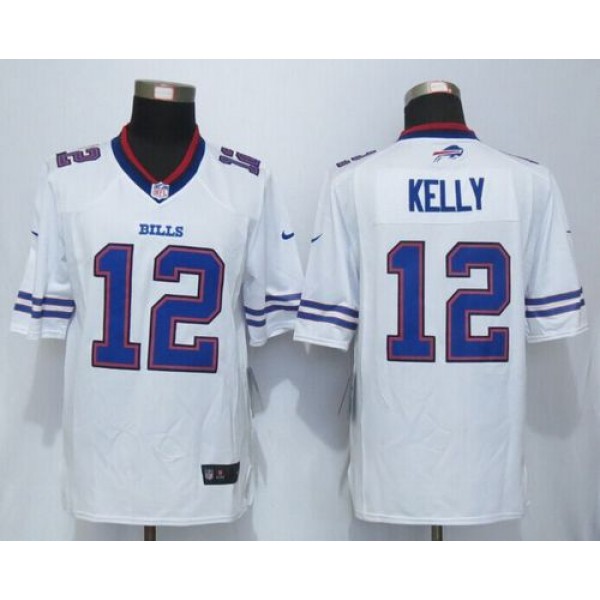 Bills #12 Jim Kelly White Stitched Limited Nike Jersey