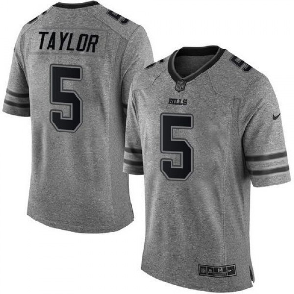Bills #5 Tyrod Taylor Gray Stitched Limited Gridiron Gray Nike Jersey