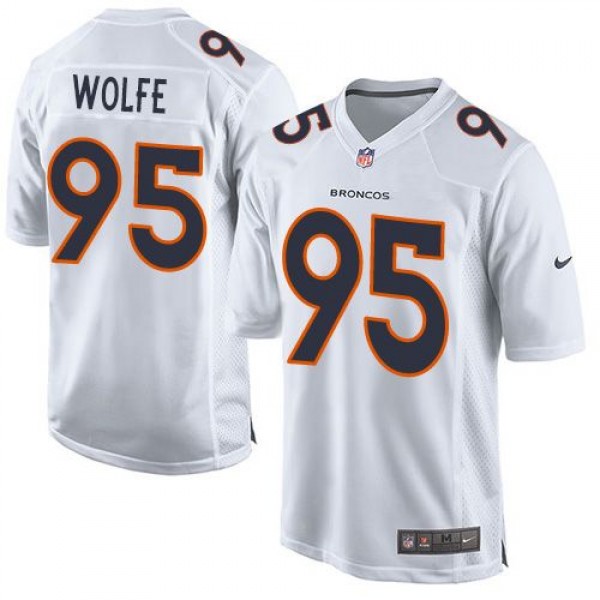 Broncos #95 Derek Wolfe White Stitched Game Event Nike Jersey