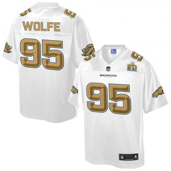 Broncos #95 Derek Wolfe White Pro Line Super Bowl 50 Fashion Game Nike Jersey