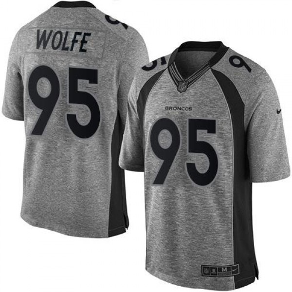 Broncos #95 Derek Wolfe Gray Stitched Limited Gridiron Gray Nike Jersey