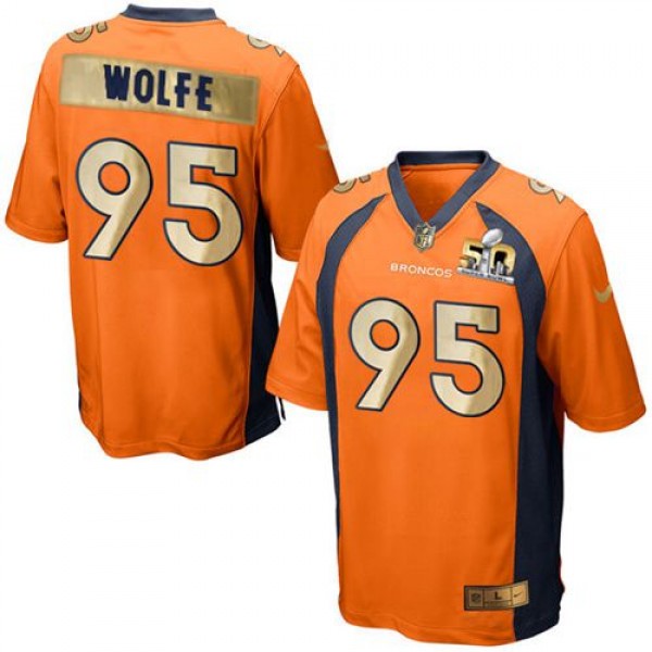 Broncos #95 Derek Wolfe Orange Team Color Stitched Game Super Bowl 50 Collection Nike Jersey