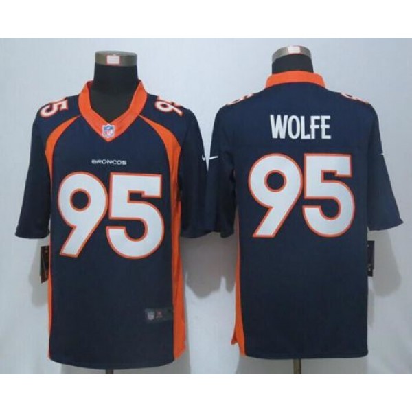 Broncos #95 Derek Wolfe Navy Blue Alternate Stitched New Limited Nike Jersey