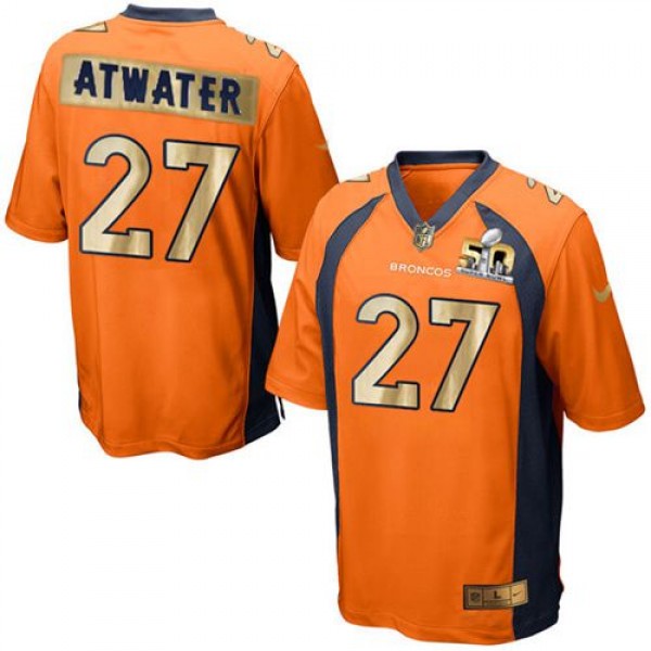 Broncos #27 Steve Atwater Orange Team Color Stitched Game Super Bowl 50 Collection Nike Jersey