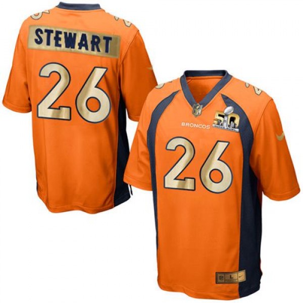Broncos #26 Darian Stewart Orange Team Color Stitched Game Super Bowl 50 Collection Nike Jersey