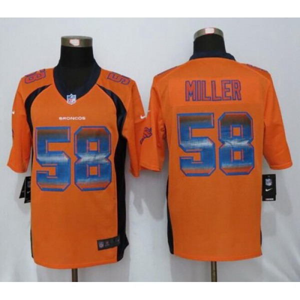 Broncos #58 Von Miller Orange Team Color Stitched Limited Strobe Nike Jersey