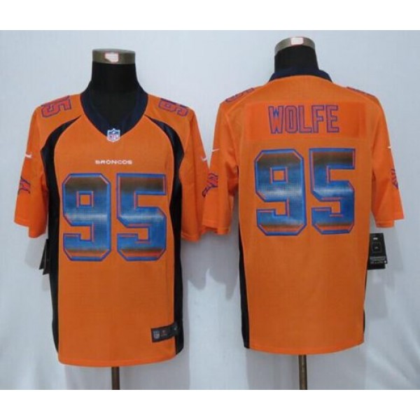 Broncos #95 Derek Wolfe Orange Team Color Stitched Limited Strobe Nike Jersey