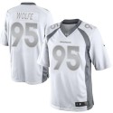 Broncos #95 Derek Wolfe White Stitched Limited Platinum Nike Jersey