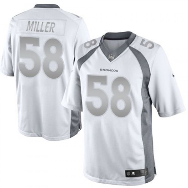 Broncos #58 Von Miller White Stitched Limited Platinum Nike Jersey