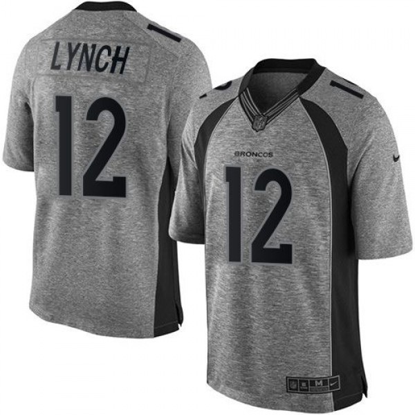 Broncos #12 Paxton Lynch Gray Stitched Limited Gridiron Gray Nike Jersey
