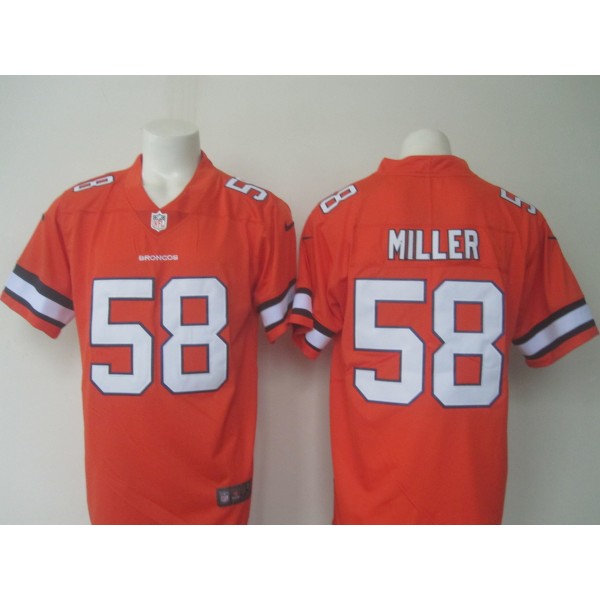 Broncos #58 Von Miller Orange Limited Rush Stitched Nike Jersey