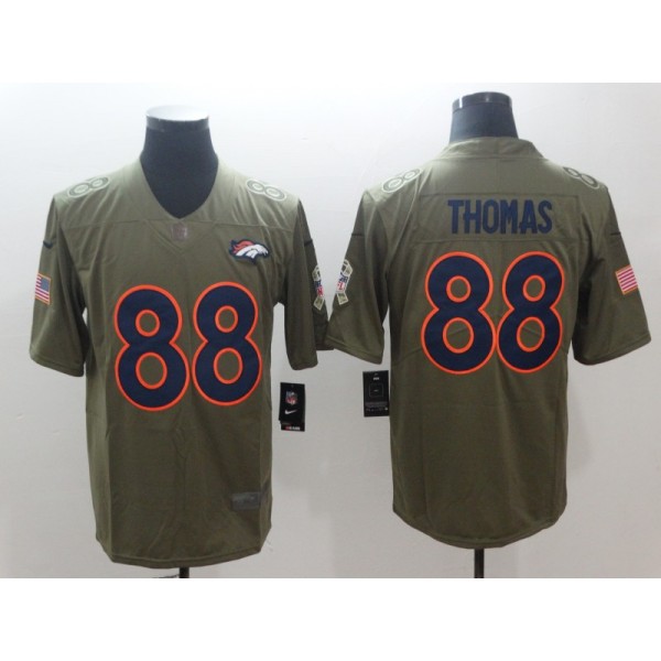 Broncos #88 Demaryius Thomas Olive Salute To Service Limited Stitched Jersey