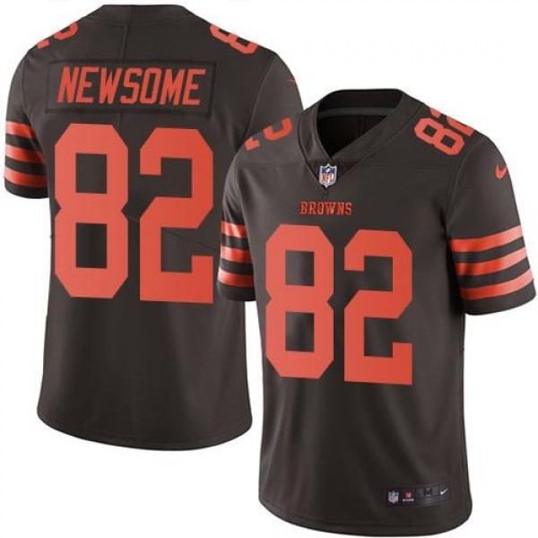 Browns #82 Ozzie Newsome Brown Stitched Limited Rush Nike Jersey