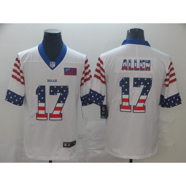 Buffalo Bills #17 Josh Allen White USA Flag Limited Stitched Jersey