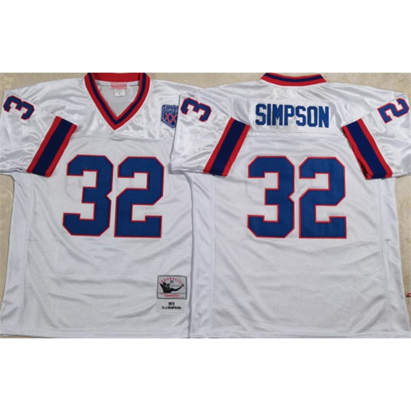 Buffalo Bills #32 SIMPSON White Stitched Jersey