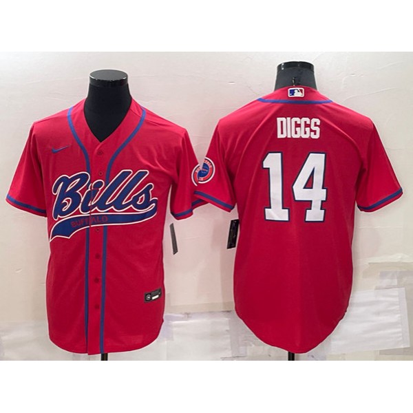 Buffalo Bills #14 Stefon Diggs Red Cool Base Stitched Baseball Jersey