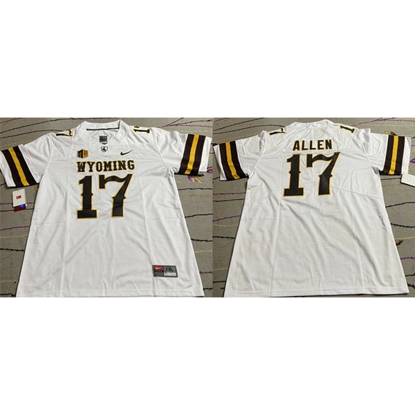 Buffalo Bills #17 Josh Allen White Wyoming Stitched Jersey