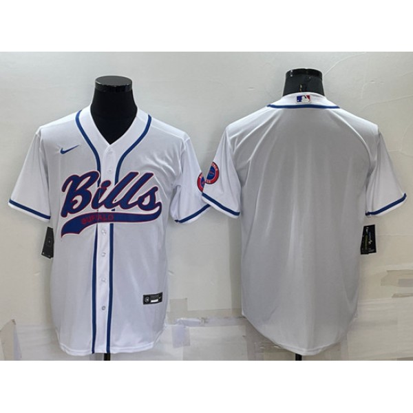 Buffalo Bills Blank White Cool Base Stitched Baseball Jersey