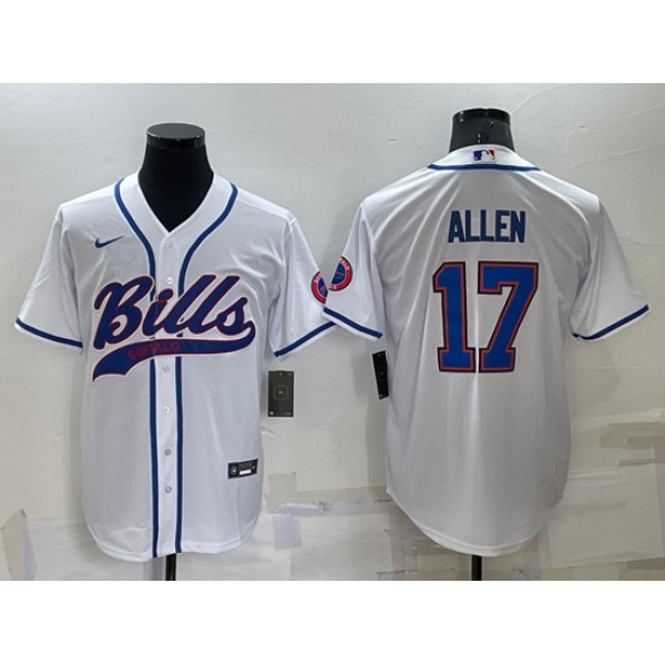 Buffalo Bills #17 Josh Allen White Cool Base Stitched Baseball Jersey