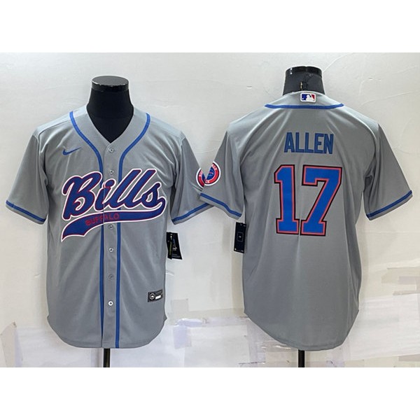 Buffalo Bills #17 Josh Allen Gray Cool Base Stitched Baseball Jersey