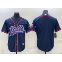 Buffalo Bills Blank Navy With Patch Cool Base Stitched Baseball Jersey