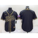 Buffalo Bills Blank Black Gold With Patch Cool Base Stitched Baseball Jersey