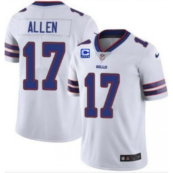 Buffalo Bills 2022 #17 Josh Allen White With 4-Star C Patch Vapor Untouchable Limited Stitched Jersey