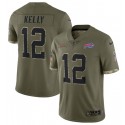 Buffalo Bills #12 Jim Kelly 2022 Olive Salute To Service Limited Stitched Jersey