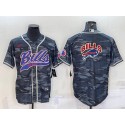 Buffalo Bills Blank Grey Camo Team Big Logo With Patch Cool Base Stitched Baseball Jersey
