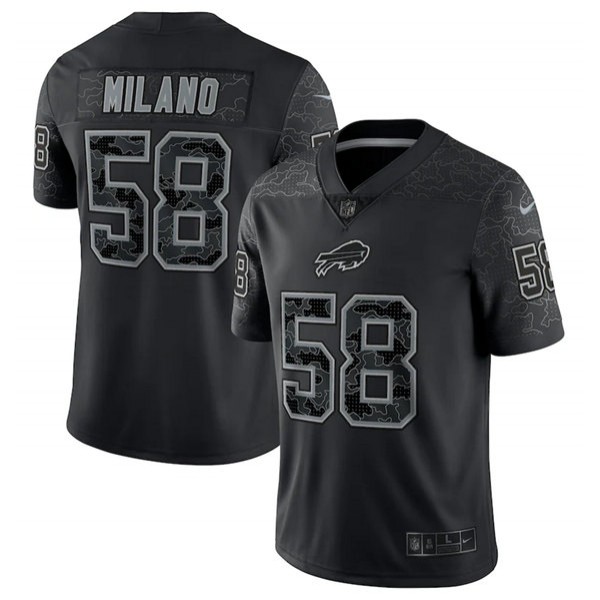 Buffalo Bills #58 Matt Milano Black Reflective Limited Stitched Football Jersey