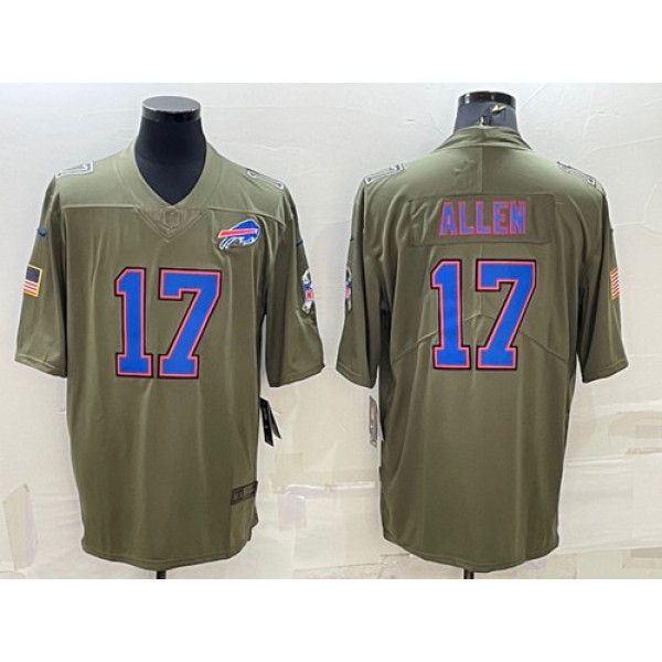 Buffalo Bills #17 Josh Allen Olive Salute To Service Limited Stitched Jersey