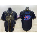 Buffalo Bills #17 Josh Allen Black Gold Team Big Logo With Patch Cool Base Stitched Baseball Jersey