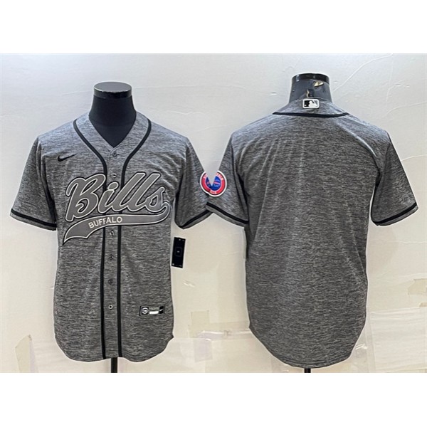 Buffalo Bills Blank Gray With Patch Cool Base Stitched Baseball Jersey