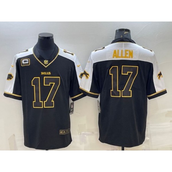 Buffalo Bills #17 Josh Allen Black Gold With C Patch Thanksgiving Vapor Untouchable Limited Stitched Jersey
