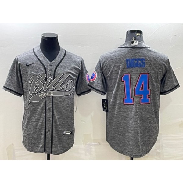Buffalo Bills #14 Stefon Diggs Gray With Patch Cool Base Stitched Baseball Jersey