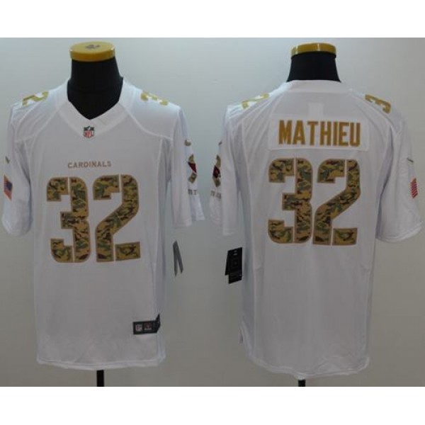 Cardinals #32 Tyrann Mathieu White Stitched Limited Salute To Service Nike Jersey