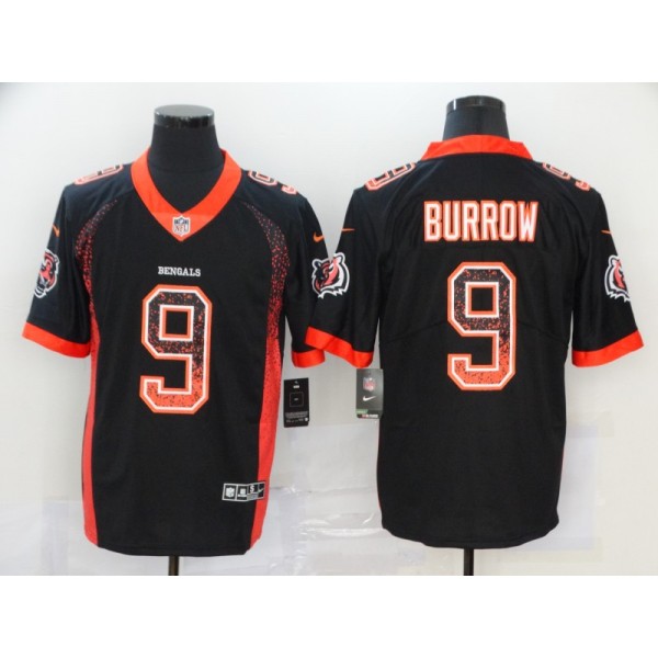 Cincinnati Bengals #9 Joe Burrow Black Drift Fashion Color Rush Limited Stitched Jersey