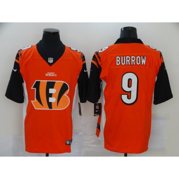 Cincinnati Bengals Orange #9 Joe Burrow Team Big Logo Limited Stitched Jersey