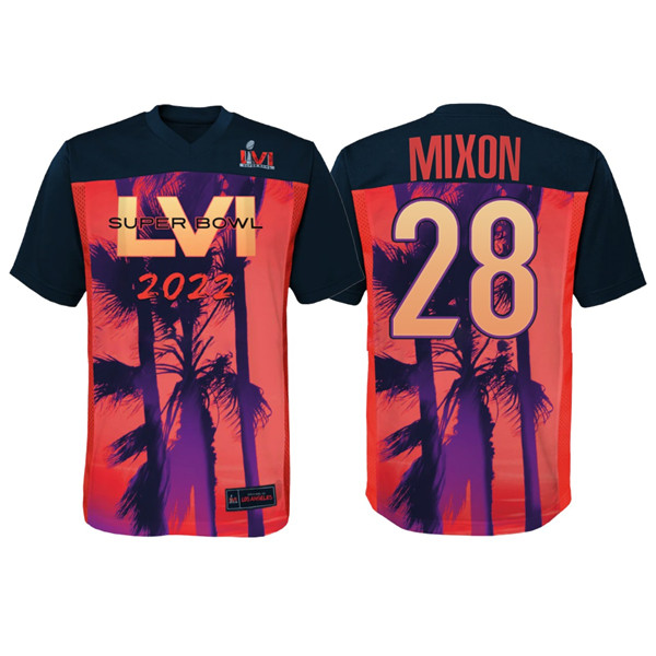 Cincinnati Bengals #28 Joe Mixon Super Bowl LVI Red Black Stitched Jersey