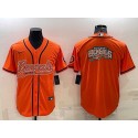 Cincinnati Bengals Orange Team Big Logo With Patch Cool Base Stitched Baseball Jersey