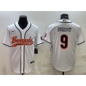 Cincinnati Bengals #9 Joe Burrow White With Patch Cool Base Stitched Baseball Jersey