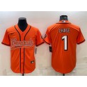 Cincinnati Bengals #1 Ja'Marr Chase Orange With Patch Cool Base Stitched Baseball Jersey