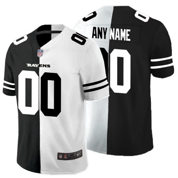 Baltimore Ravens Custom Black White Split Limited Stitched Jersey